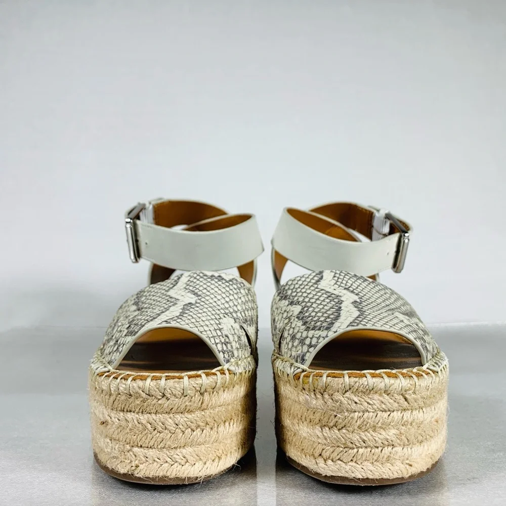 Franco Sarto Women’s Lexie Leather Ankle Strap Platform Woven Sandal Size 6.5M